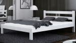Drewniane łóżko białe dwuosobowe 120x200 cm z zagłówkiem